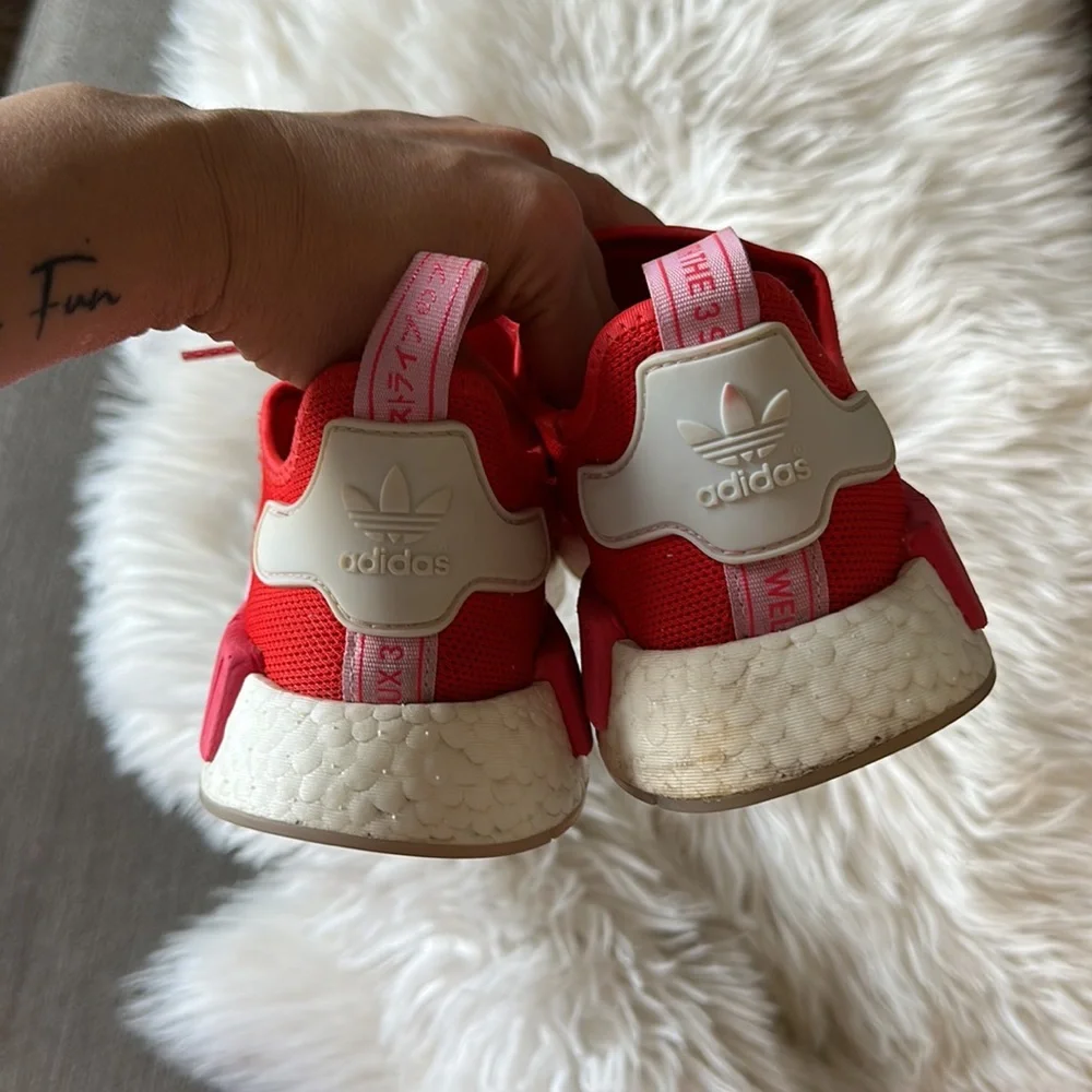 Red + Pink Adidas NMD_R1 runners - 7.5 - Picture 5 of 8